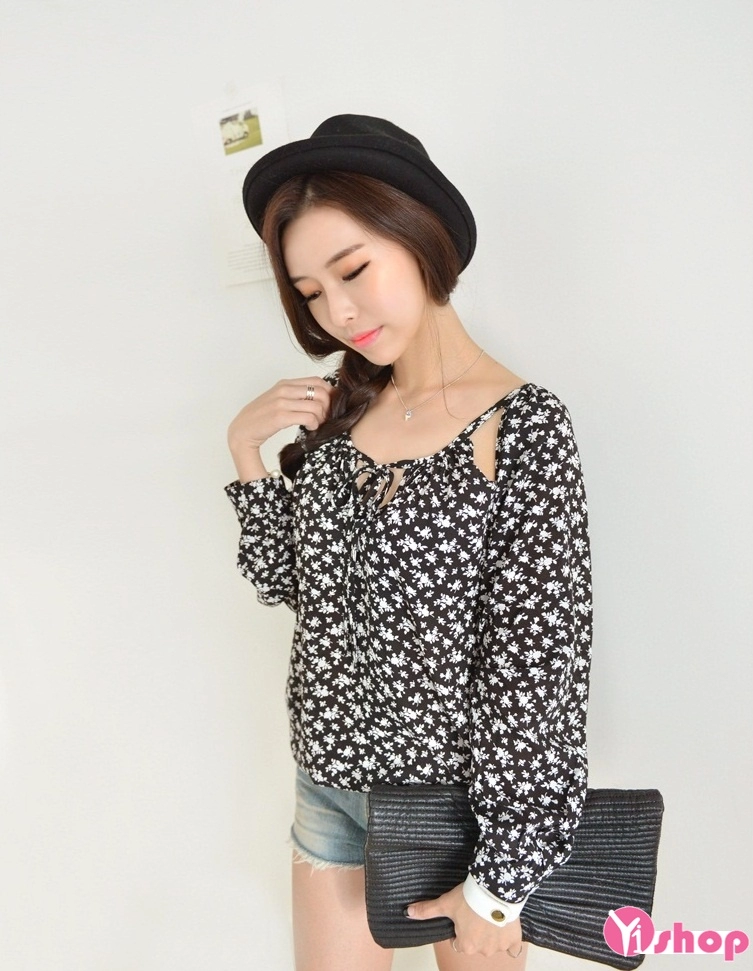 Áo sơ mi nữ họa tiết hoa cho nàng nổi bật xuống phố