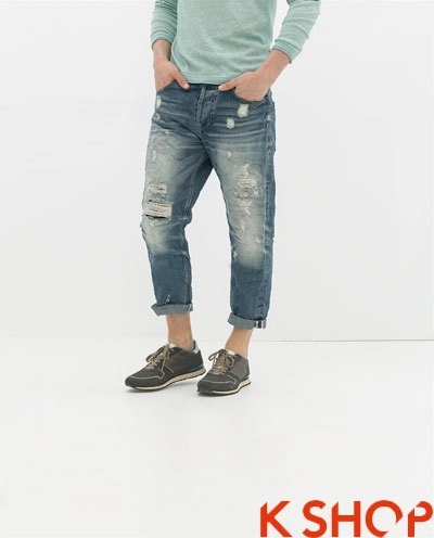 Quần jeans rách nam bụi bặm phá cách cho chàng xuống phố