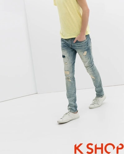Quần jeans rách nam bụi bặm phá cách cho chàng xuống phố