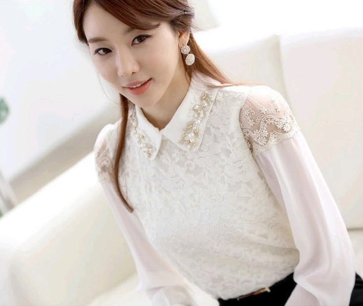 Áo sơ mi nữ phối ren thanh lịch nơi công sở