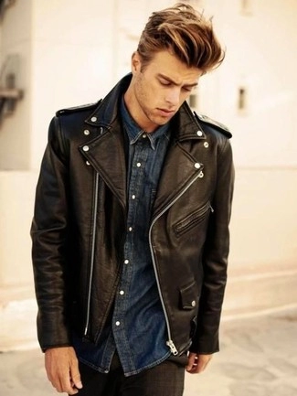 Mix áo denim cùng áo khoác