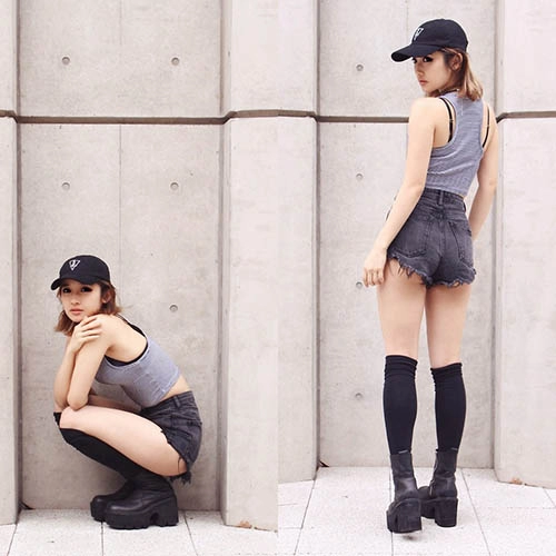 Đón hè thỏa sức khoe eo thon với soóc jeans cạp cao