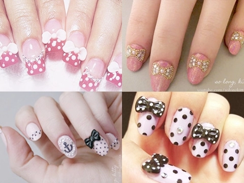 Những kiểu móng tay nail đẹp hình nơ cực dễ thương điệu đà