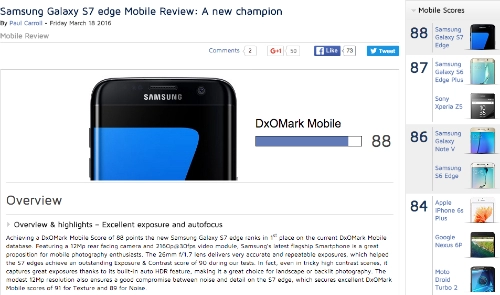 Galaxy s7 edge là smartphone có camera tốt nhất