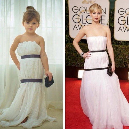 Bé gái 4 tuổi may váy giống sao hollywood siêu ngộ nghĩnh