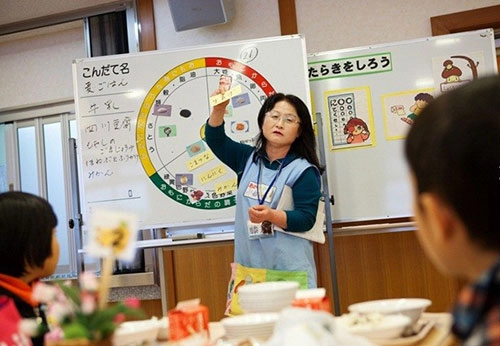 Ảnh thực tế về bữa trưa tại trường tiểu học japan
