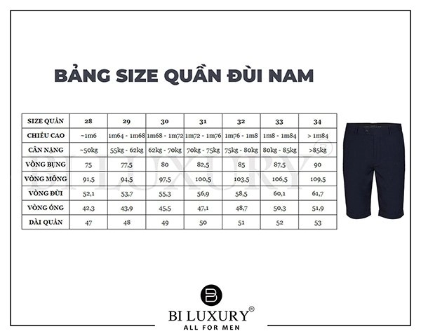 Bảng size quần nam và cách chọn size quần nam cực chuẩn